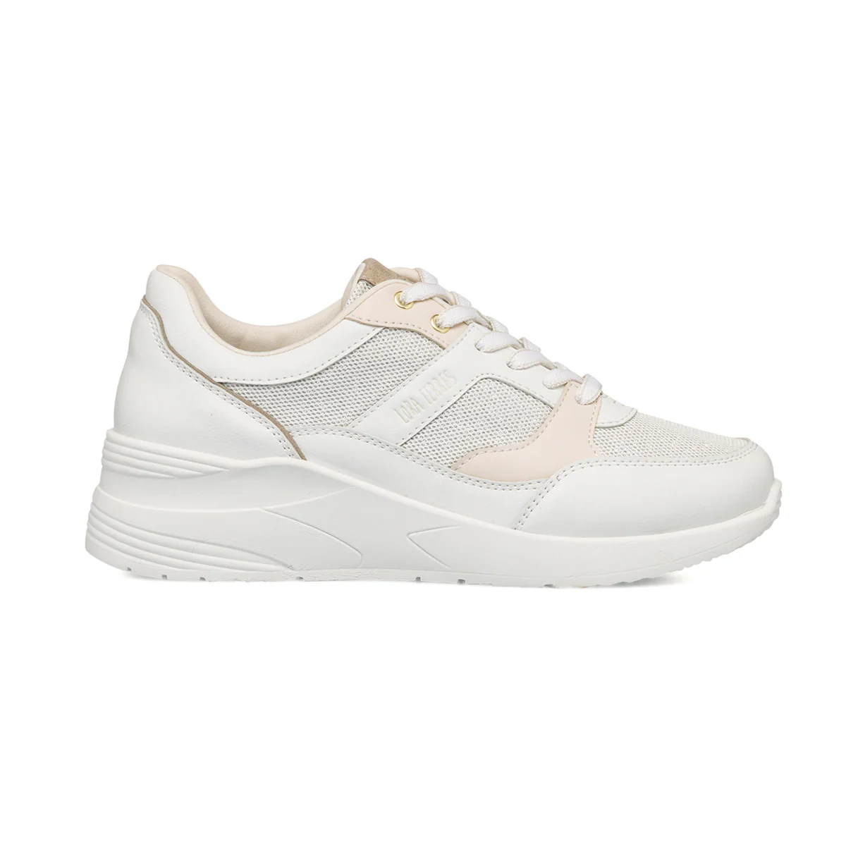Sneakers bianche da donna con dettagli beige e maxi-suola Lora Ferres