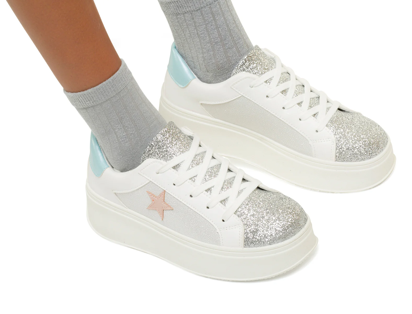 Sneakers bianche da donna con dettagli glitterati Lora Ferres - Image 8