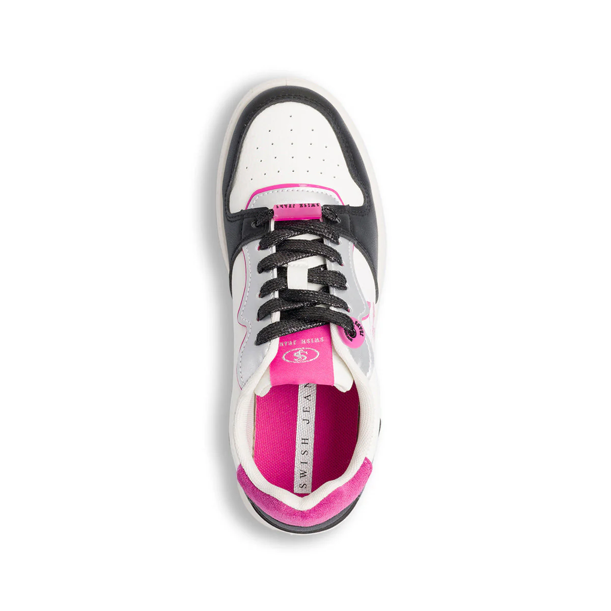 Sneakers bianche da donna con dettagli neri e fucsia Swish Jeans - Image 6