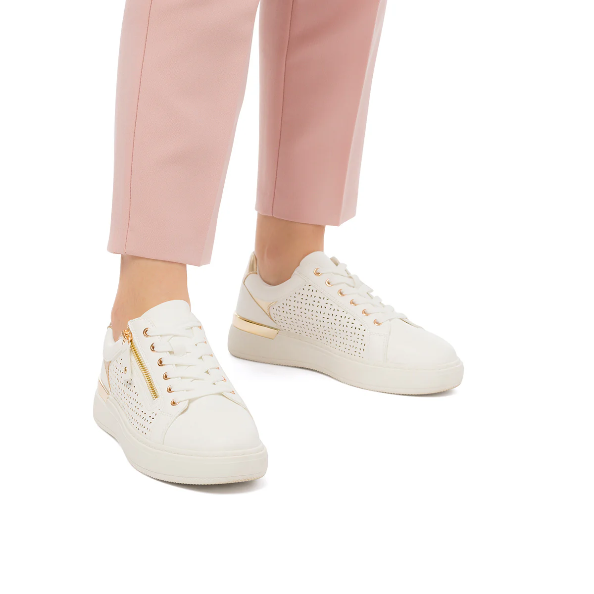 Sneakers bianche da donna con dettagli oro Lora Ferres - Image 2