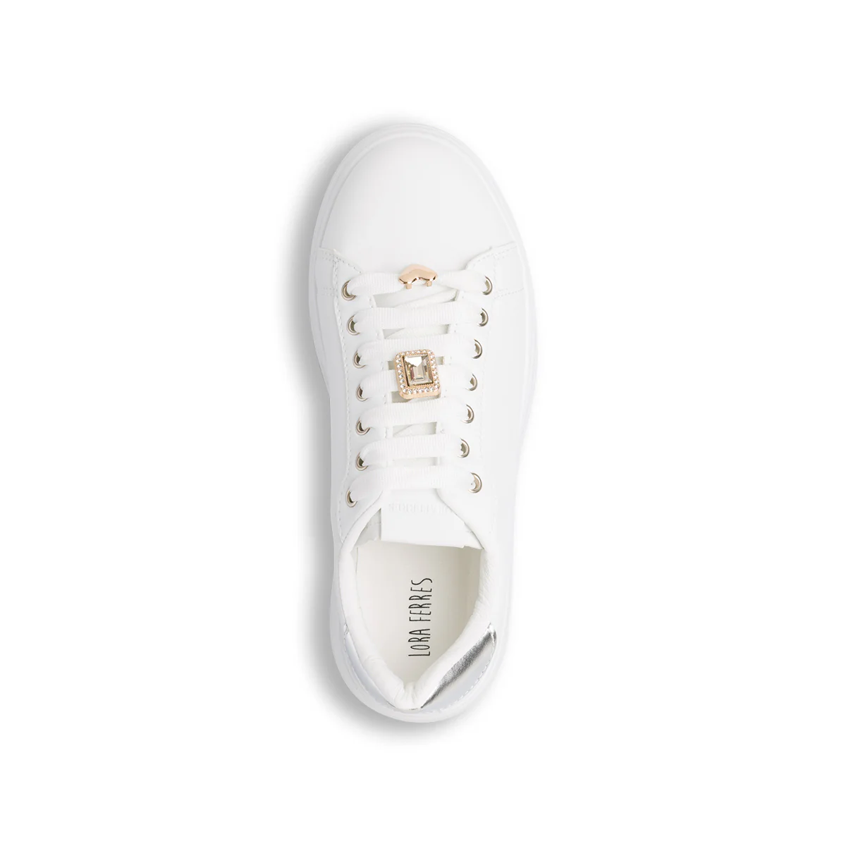Sneakers bianche da donna con dettagli oro Lora Ferres - Image 3