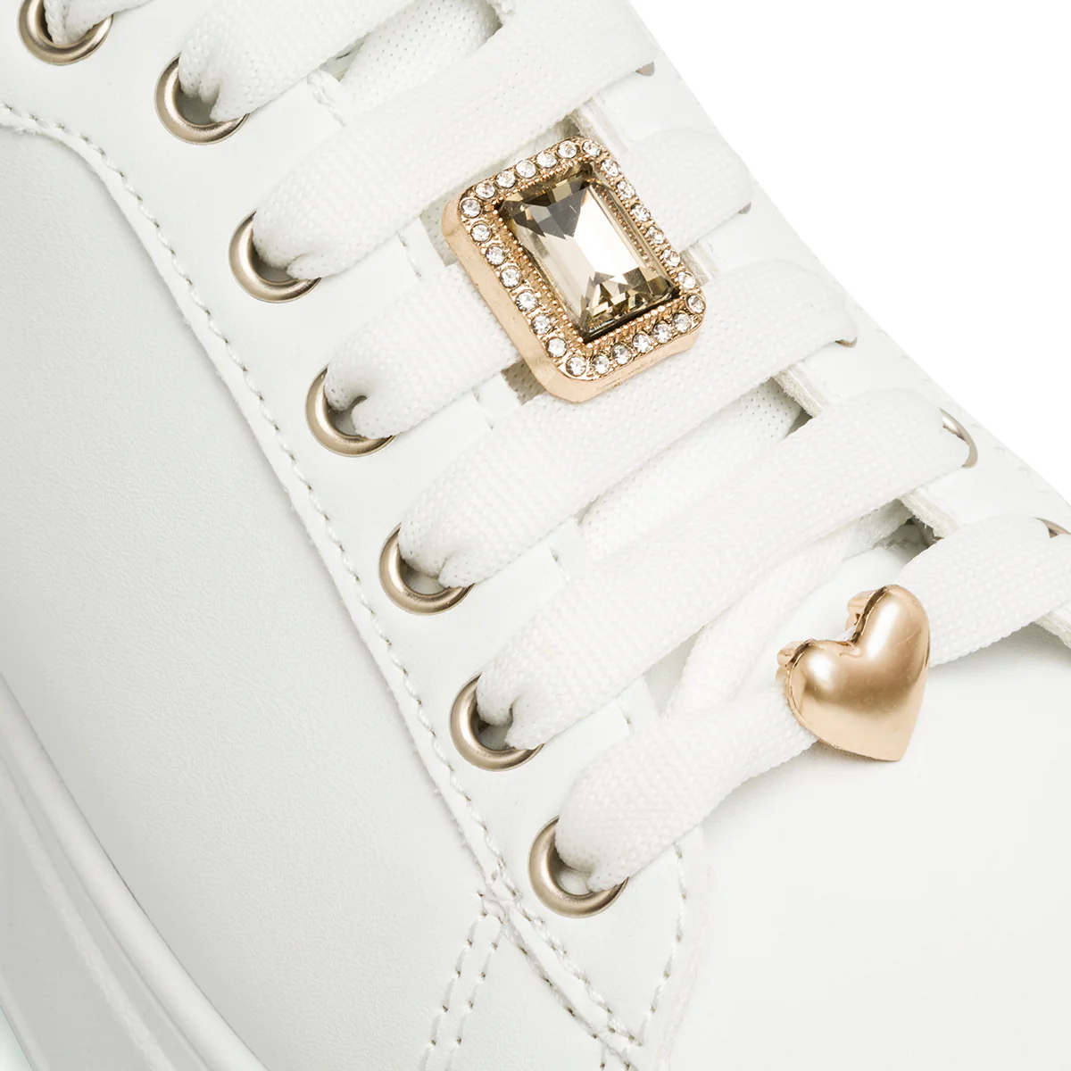 Sneakers bianche da donna con dettagli oro Lora Ferres - Image 4