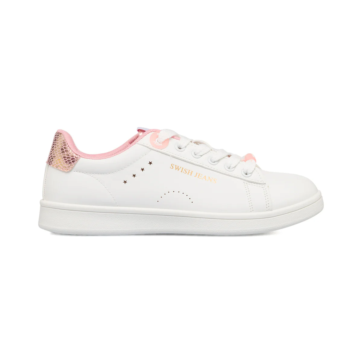 Sneakers bianche da donna con dettagli rosa Swish Jeans