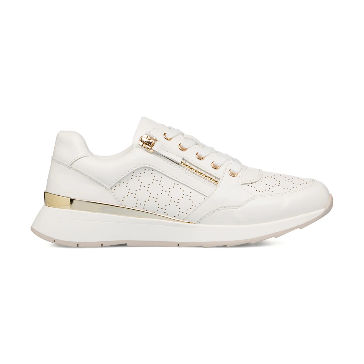 Sneakers bianche da donna con dettagli traforati e laminati Swish Jeans - Image 2