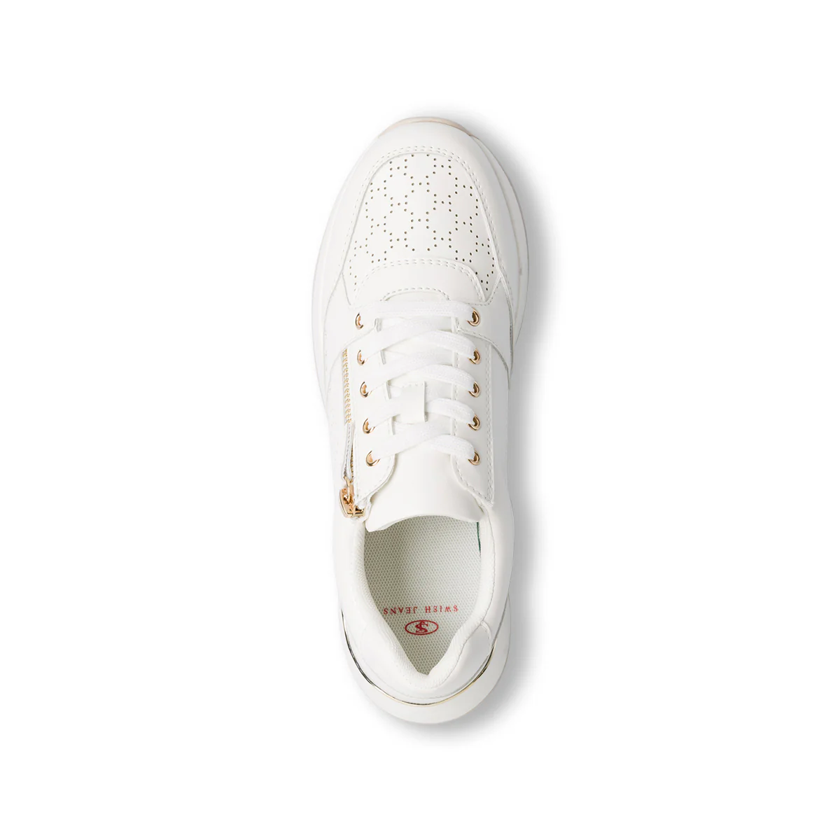 Sneakers bianche da donna con dettagli traforati e laminati Swish Jeans - Image 4
