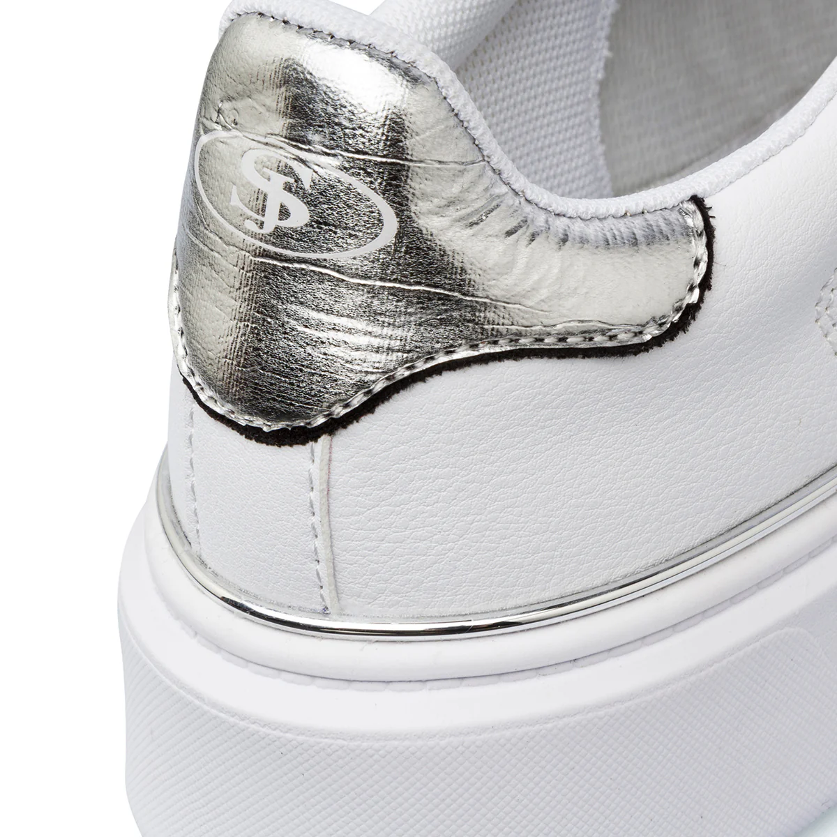 Sneakers bianche da Donna con dettaglio argento Swish Jeans - Image 5