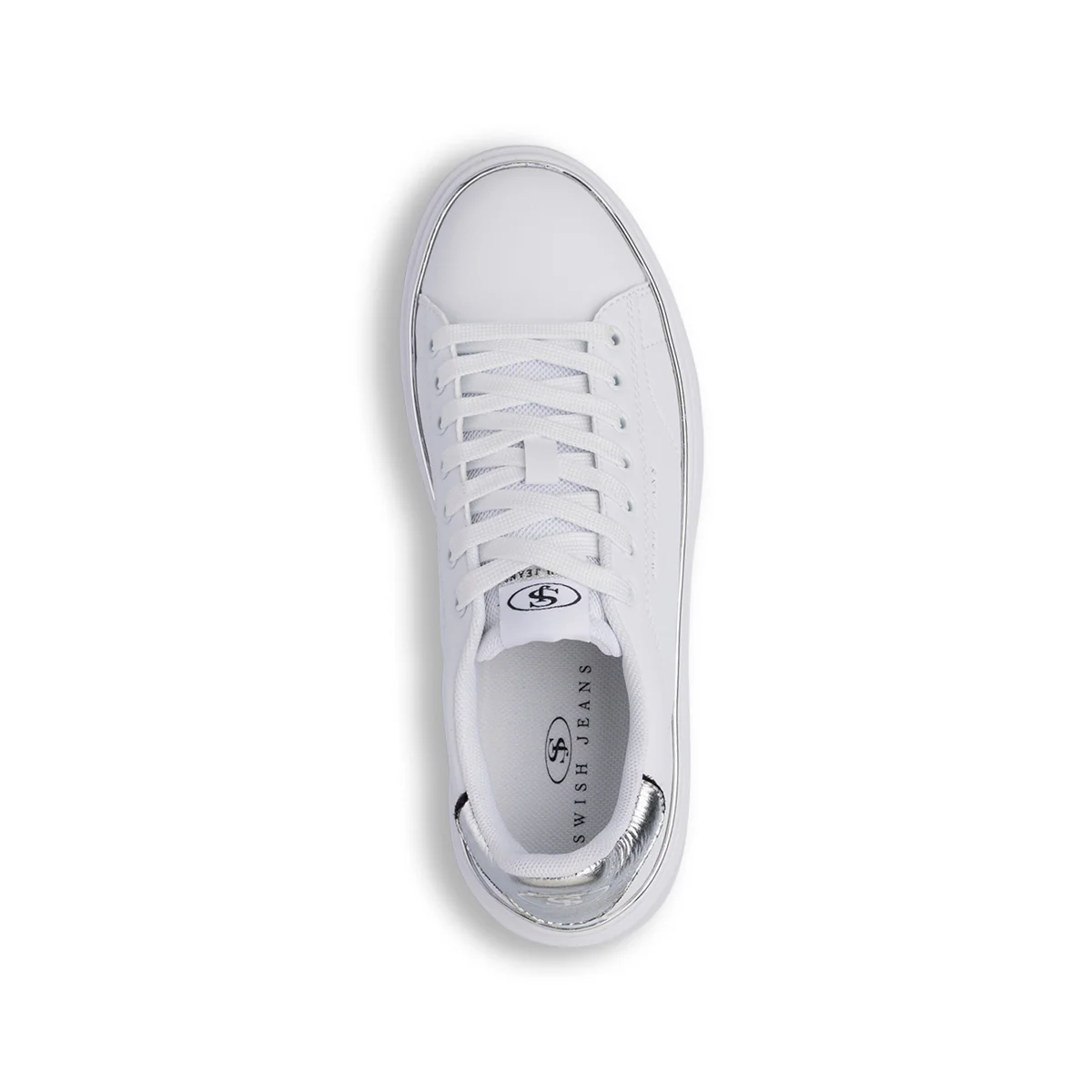 Sneakers bianche da Donna con dettaglio argento Swish Jeans - Image 6