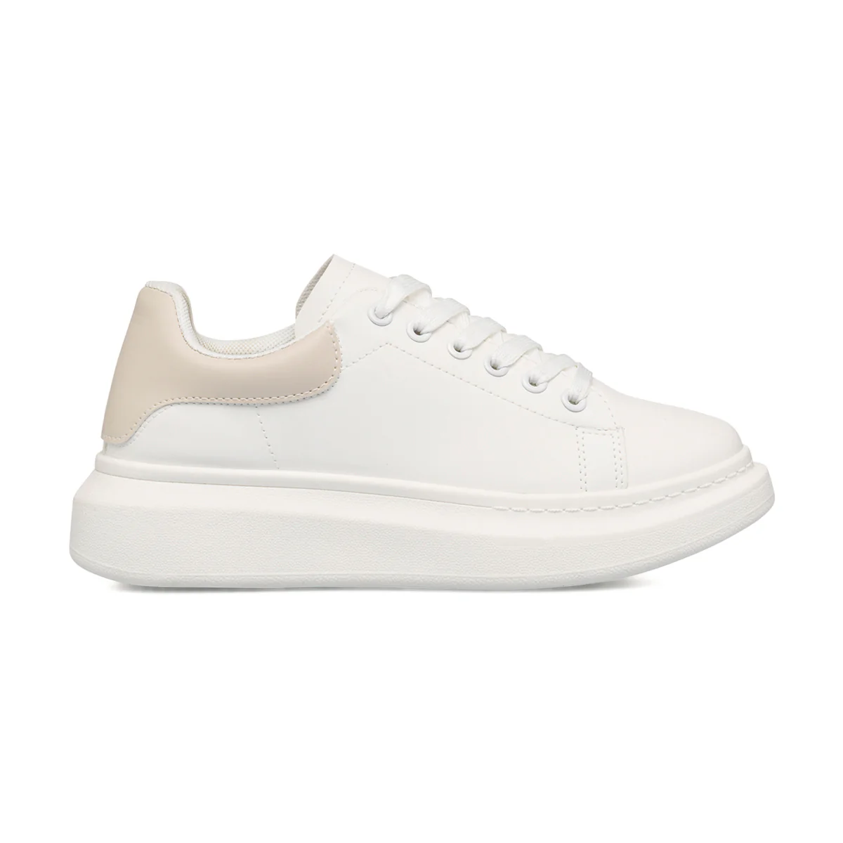 Sneakers bianche da donna con dettaglio beige sul tallone e suola plaftorm Lora Ferres - Image 2