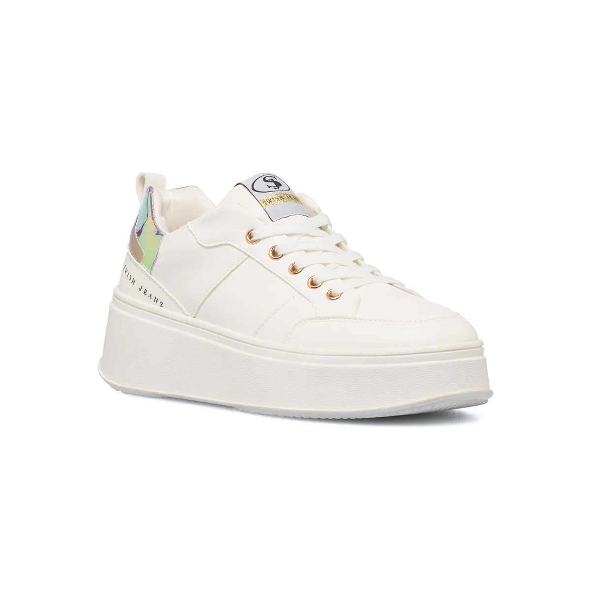 Sneakers bianche da donna con dettaglio iridescente Swish Jeans - Image 2