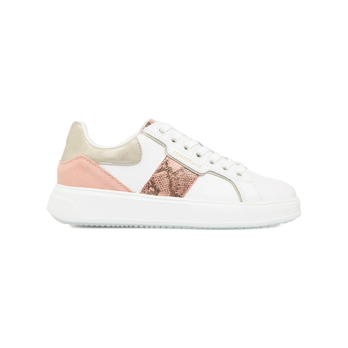 Sneakers bianche da Donna con dettaglio rosa effetto pitonato Lumberjack Pria