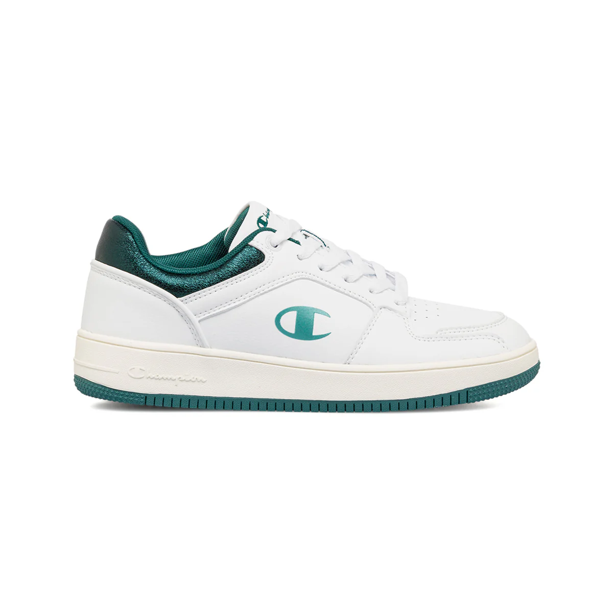 Sneakers bianche da donna con dettaglio verde metallizzato Champion