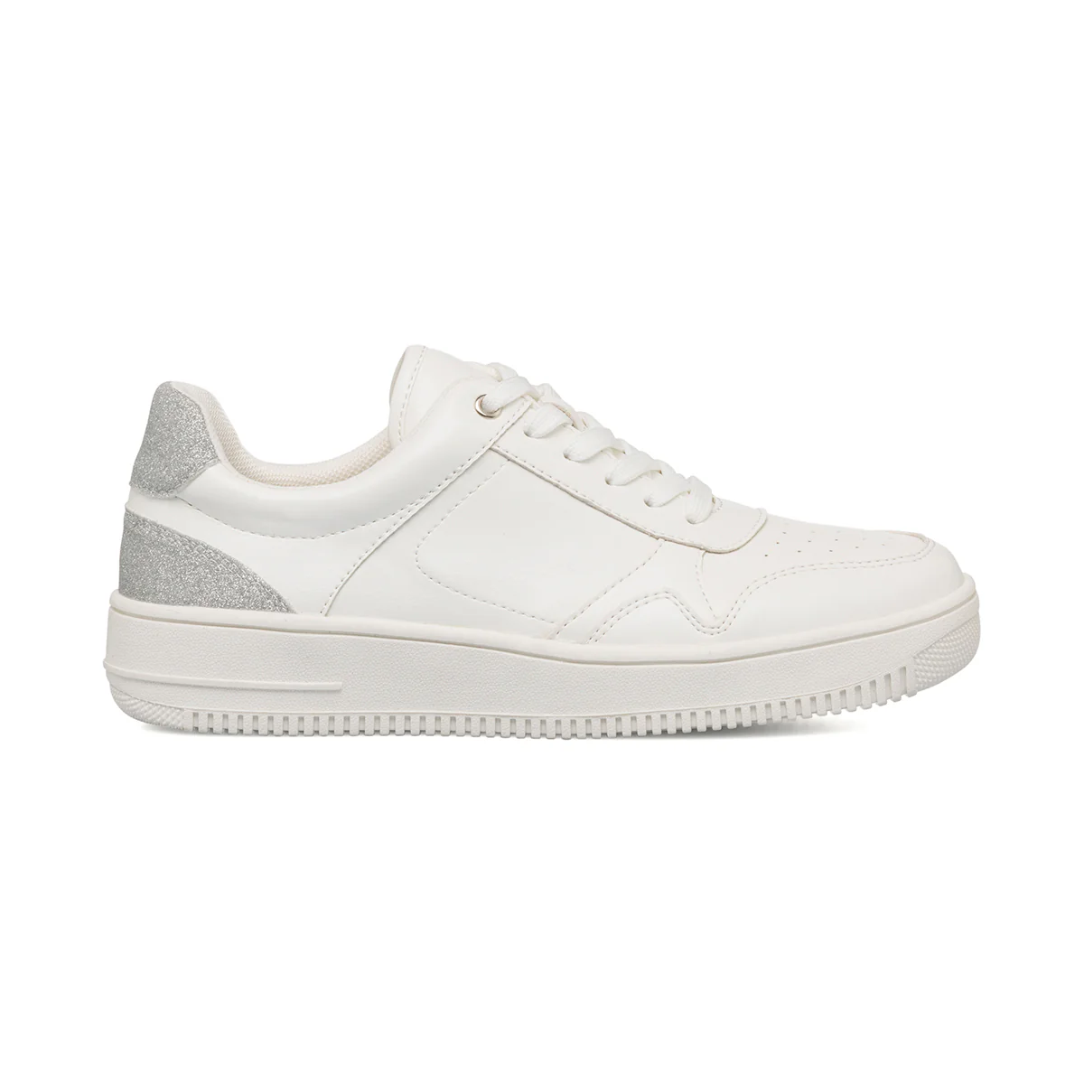 Sneakers bianche da donna con glitter argento Lora Ferres