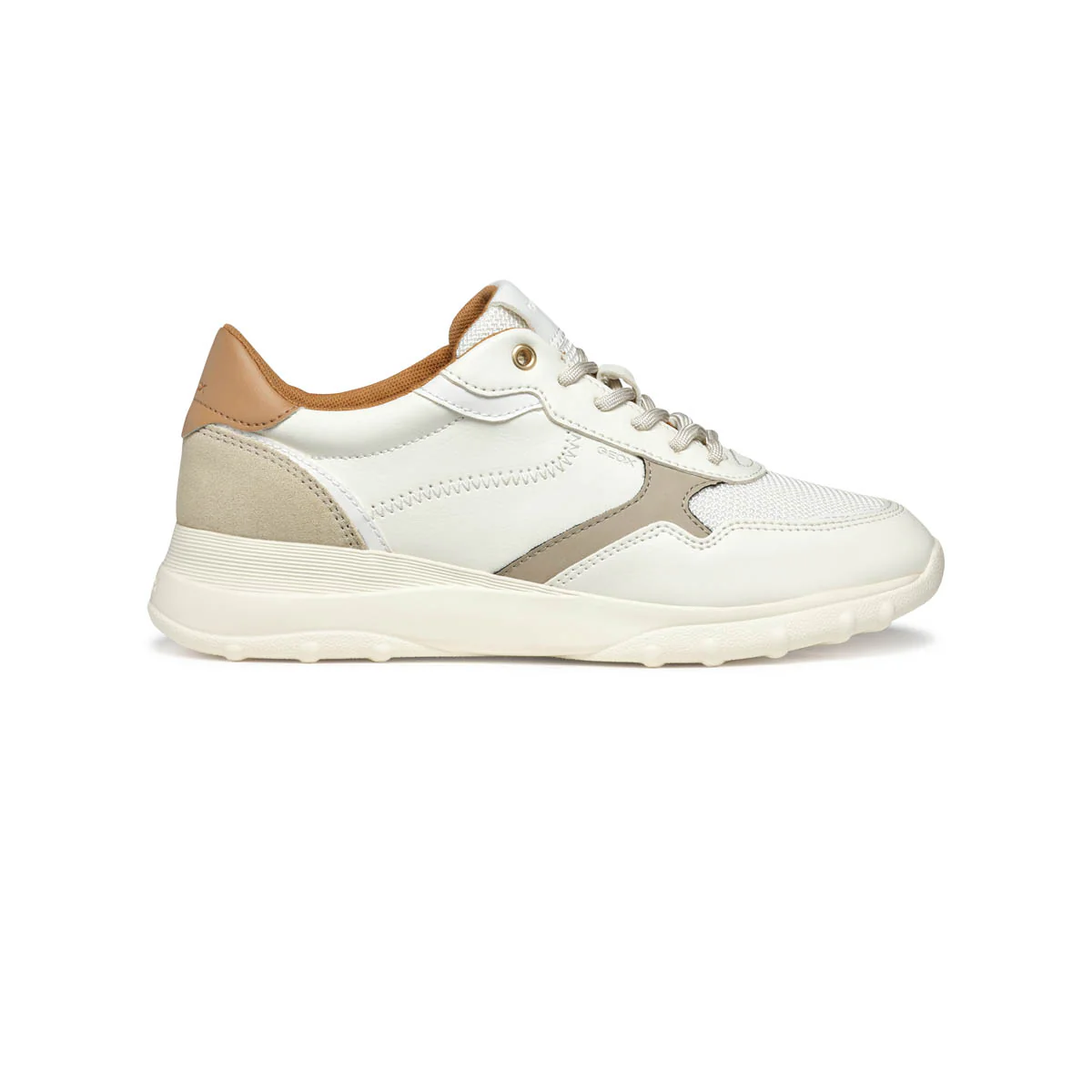 Sneakers bianche da Donna con inserti beige e suola traspirante Geox
