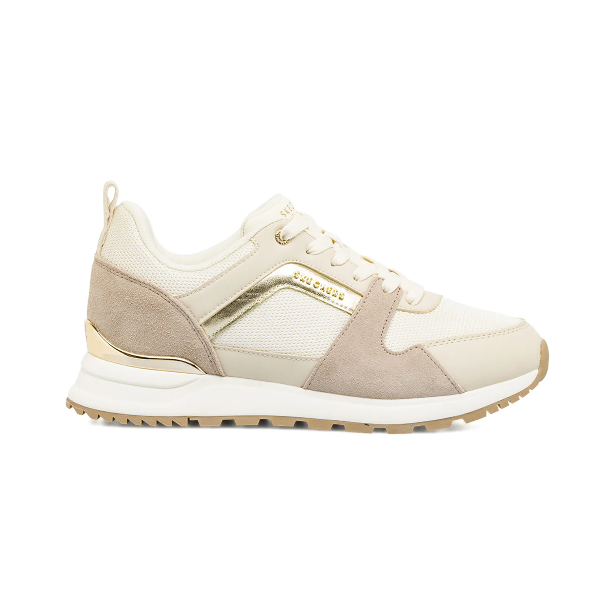 Sneakers bianche da Donna con inserti taupe Skechers Fashion Fit 2.0