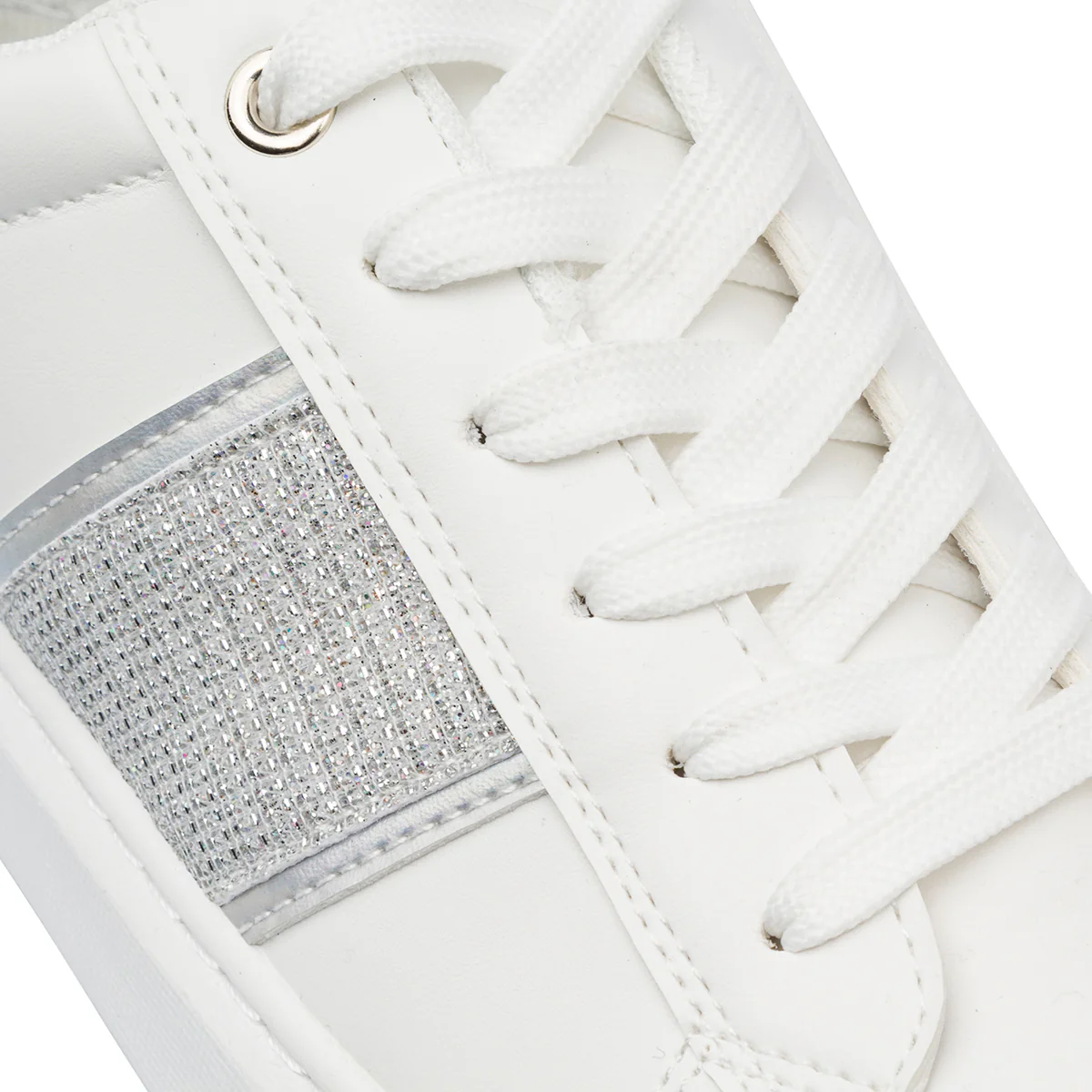 Sneakers bianche da Donna con inserto argento e glitter Lora Ferres - Image 4