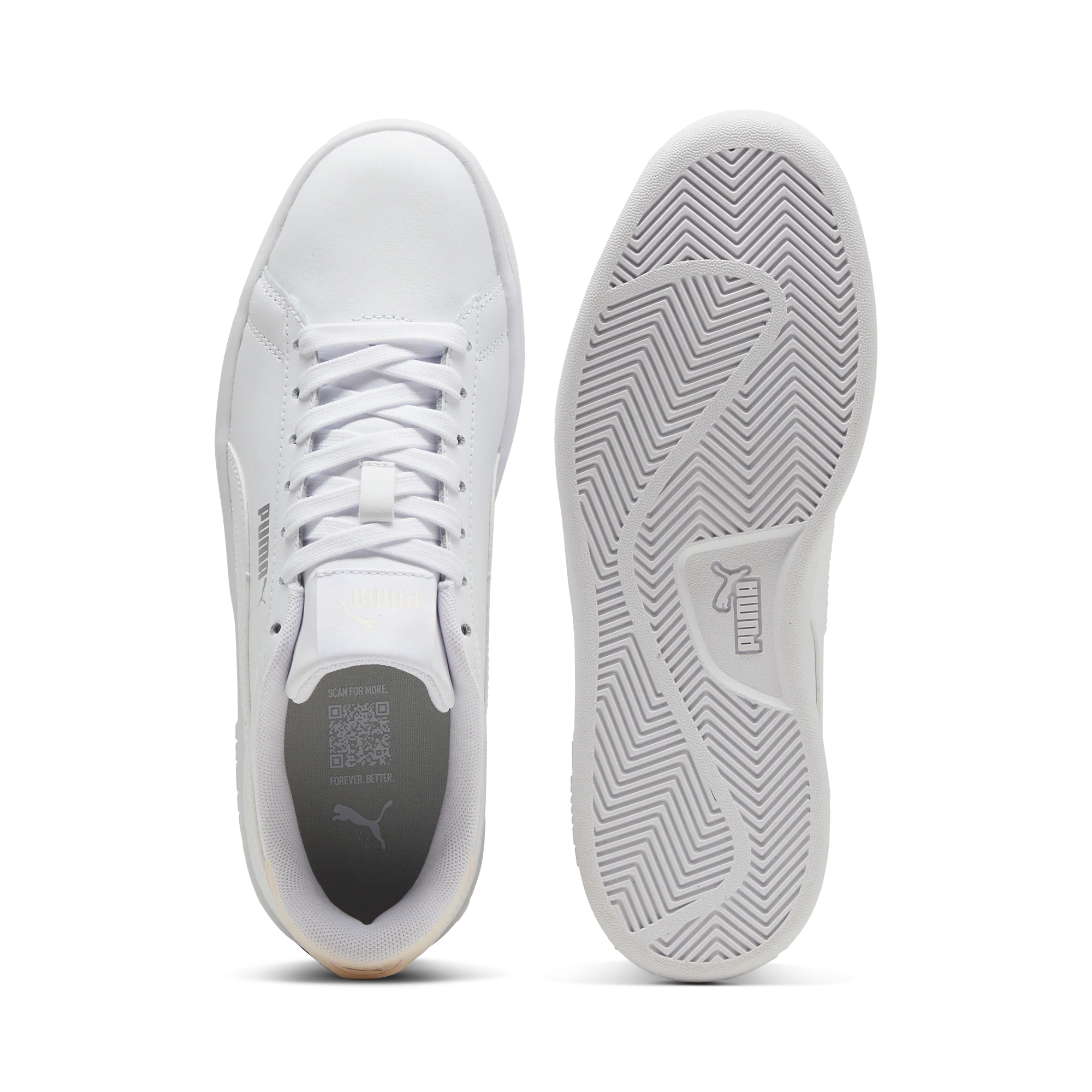 Sneakers bianche da donna con logo argento Puma Smash 3.0 L - Image 4
