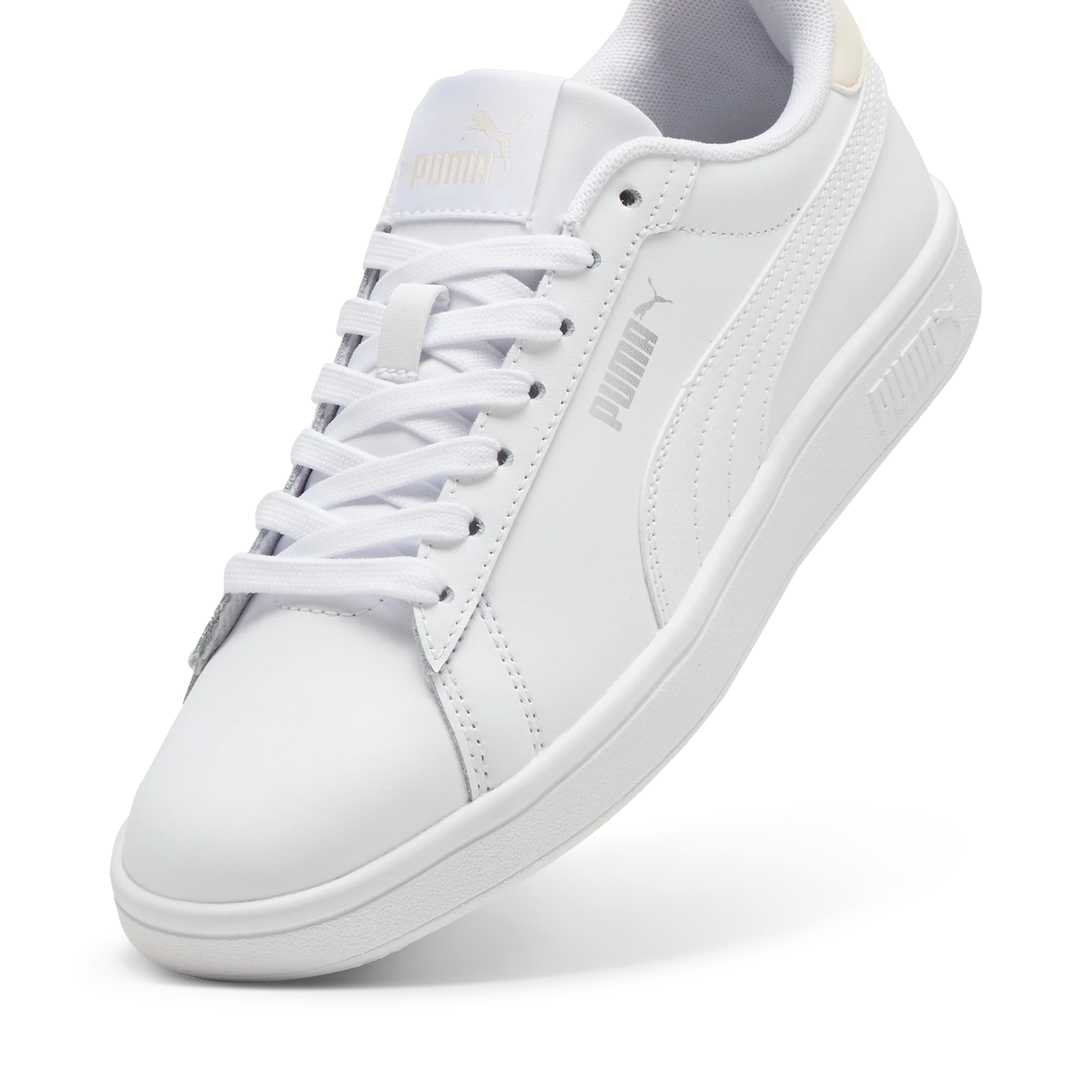 Sneakers bianche da donna con logo argento Puma Smash 3.0 L - Image 6