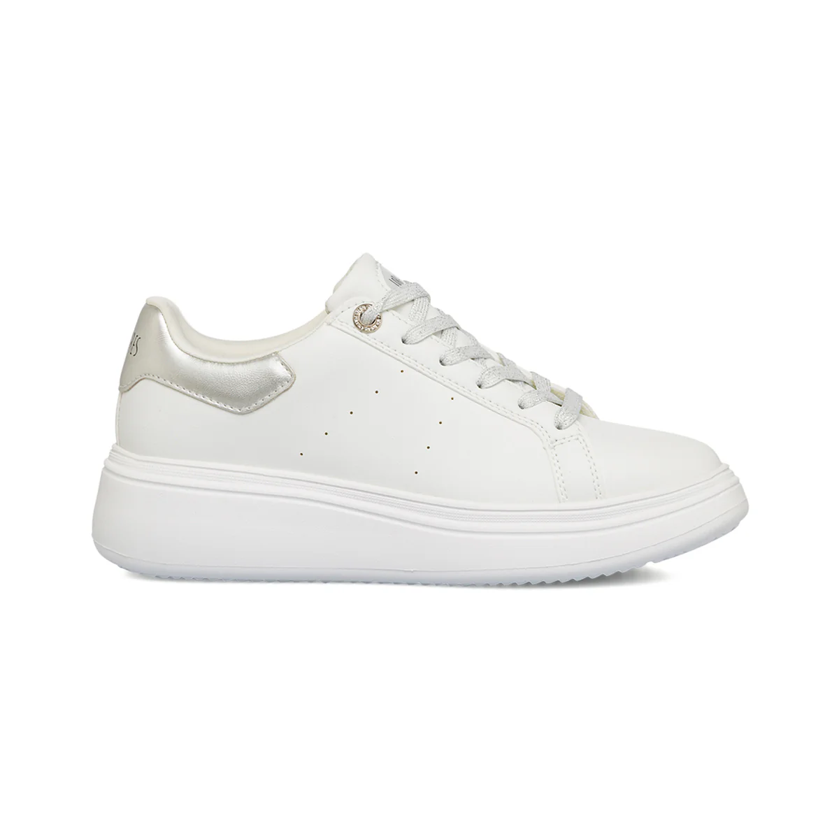 Sneakers bianche da donna con maxi-suola e dettaglio argento Lora Ferres