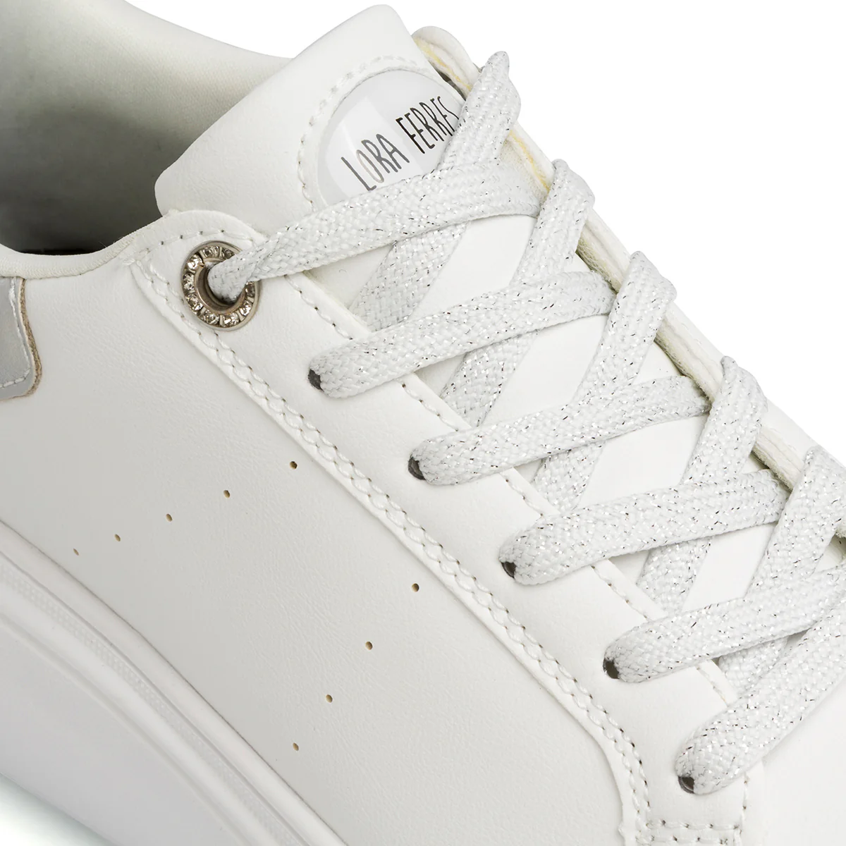 Sneakers bianche da donna con maxi-suola e dettaglio argento Lora Ferres - Image 5