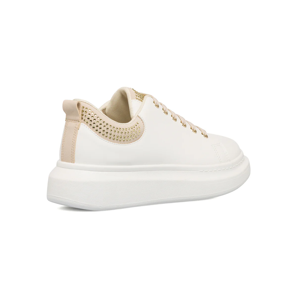 Sneakers bianche da donna con piccole borchie oro Lora Ferres - Image 3
