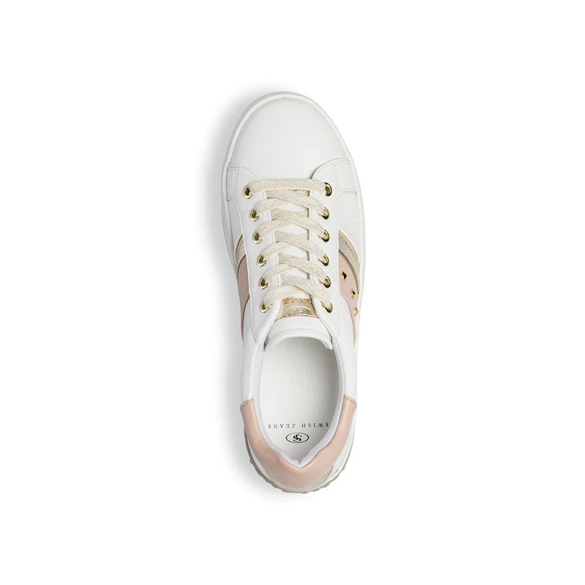 Sneakers bianche da donna con piccole borchie Swish Jeans - Image 6