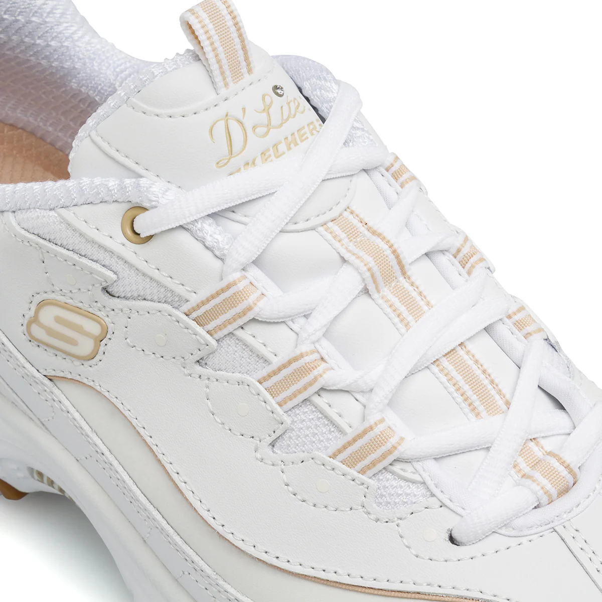 Sneakers bianche da Donna con soletta in Memory Foam Skechers D'Lites - Image 5
