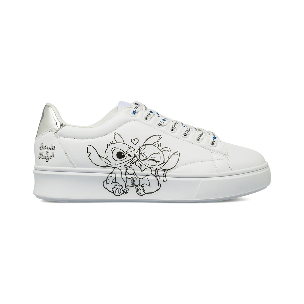 Sneakers bianche da Donna con stampa e dettagli silver Stitch & Angel