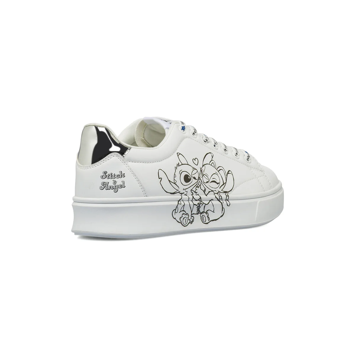 Sneakers bianche da Donna con stampa e dettagli silver Stitch & Angel - Image 3