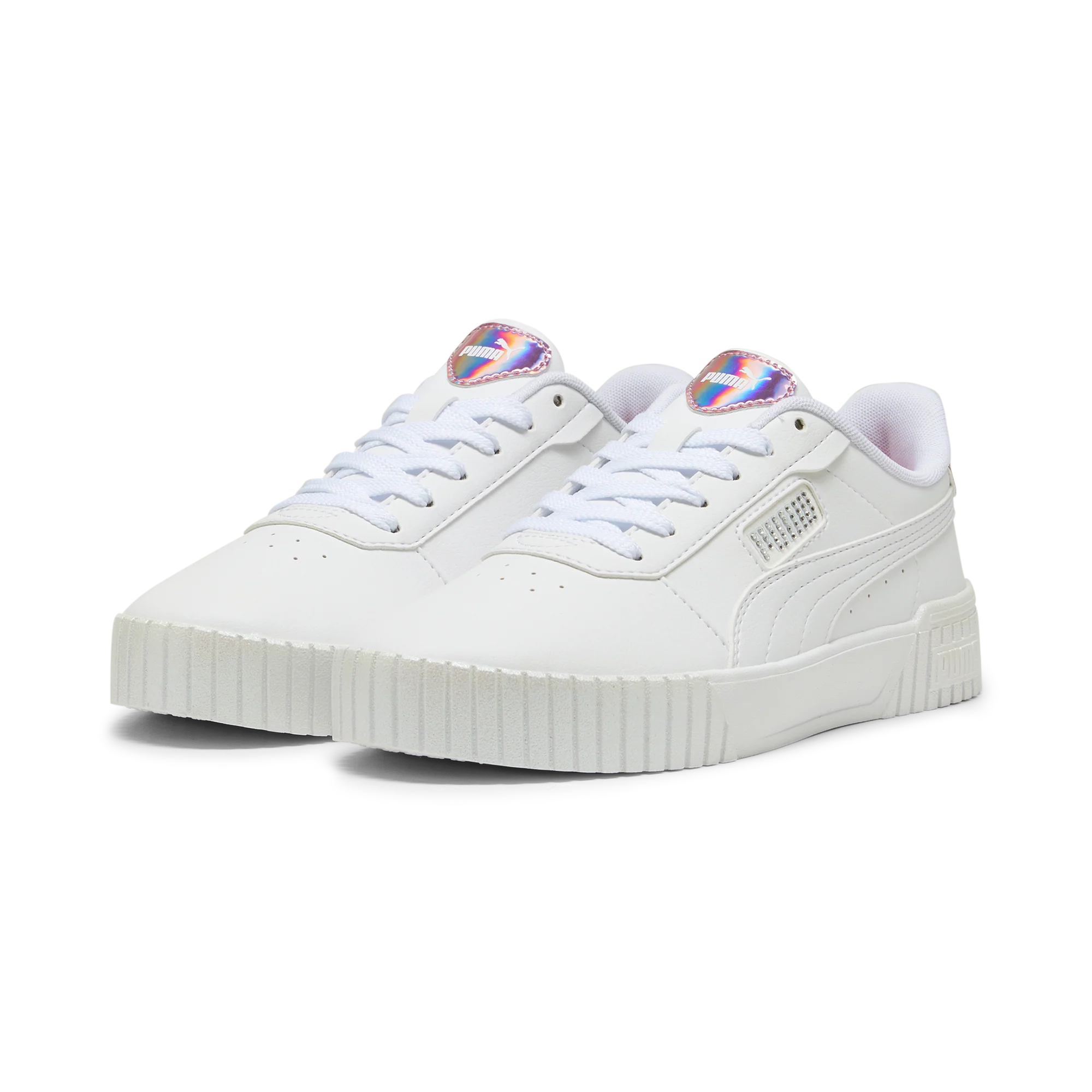 Sneakers bianche da donna con strass e dettagli iridescenti Puma Carina 2.0