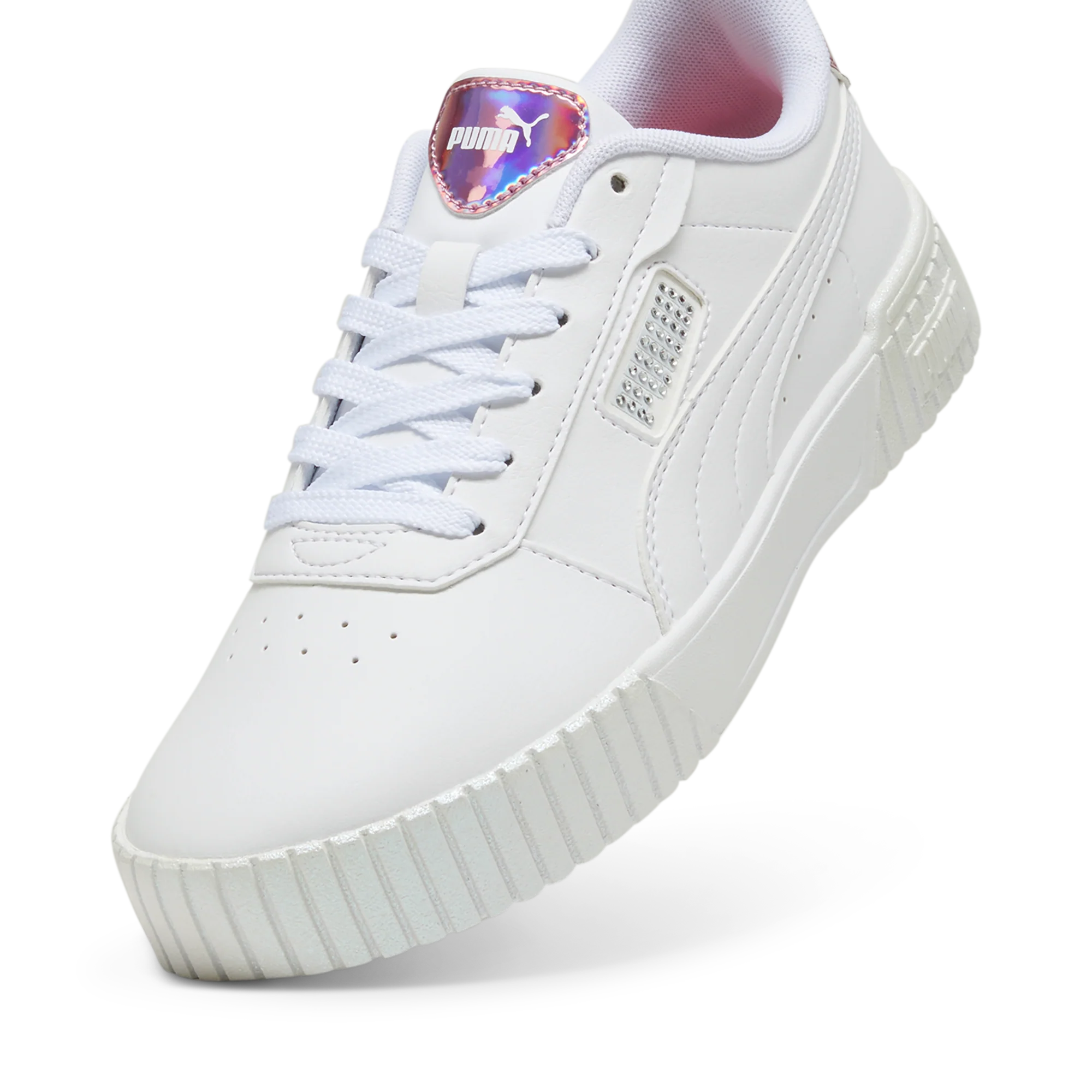 Sneakers bianche da donna con strass e dettagli iridescenti Puma Carina 2.0 - Image 6
