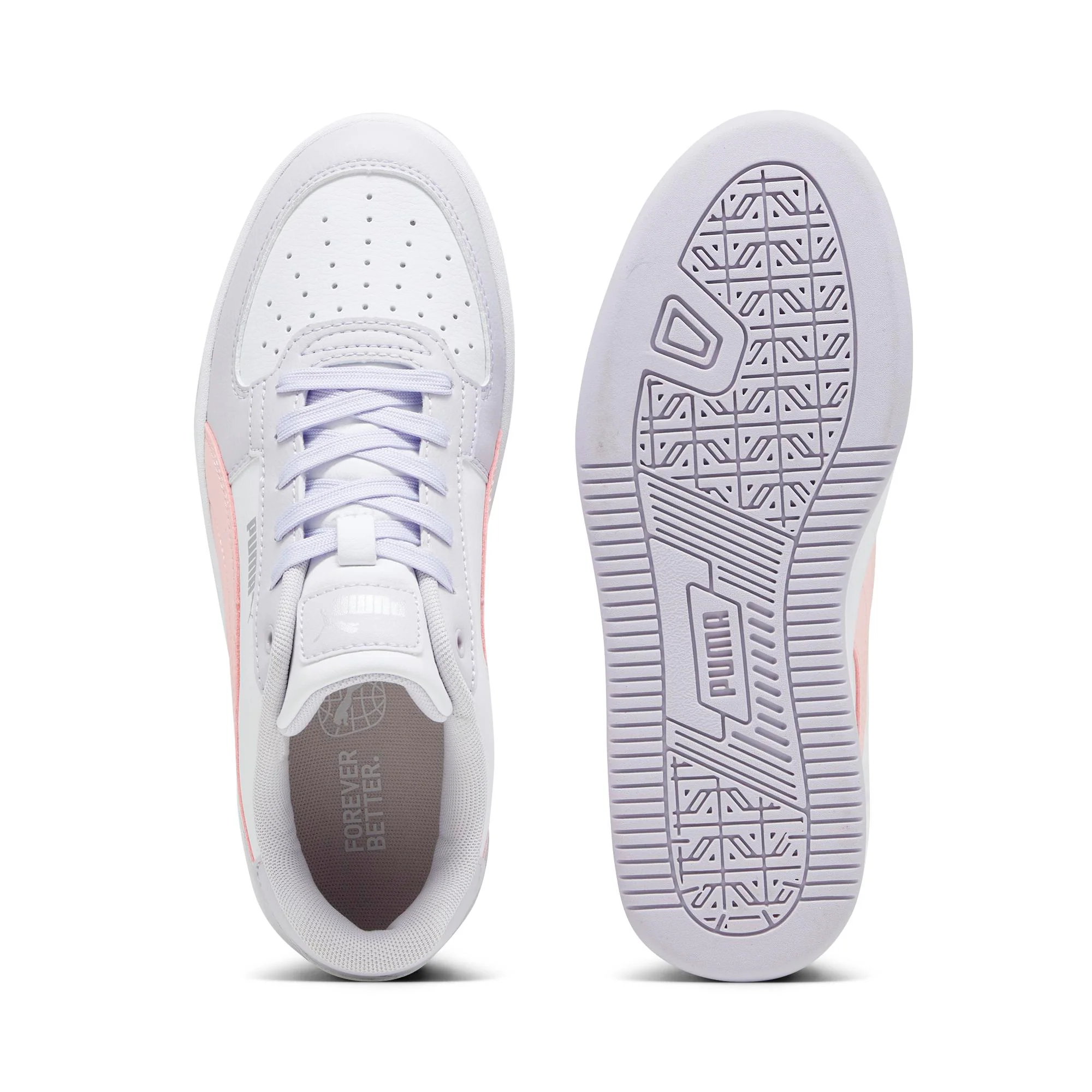 Sneakers bianche da donna con striscia laterale rosa Puma Caven 2.0 - Image 6