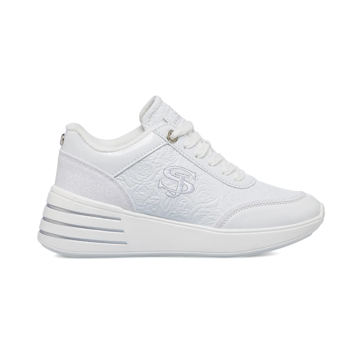 Sneakers bianche da donna con suola a zeppa Swish Jeans