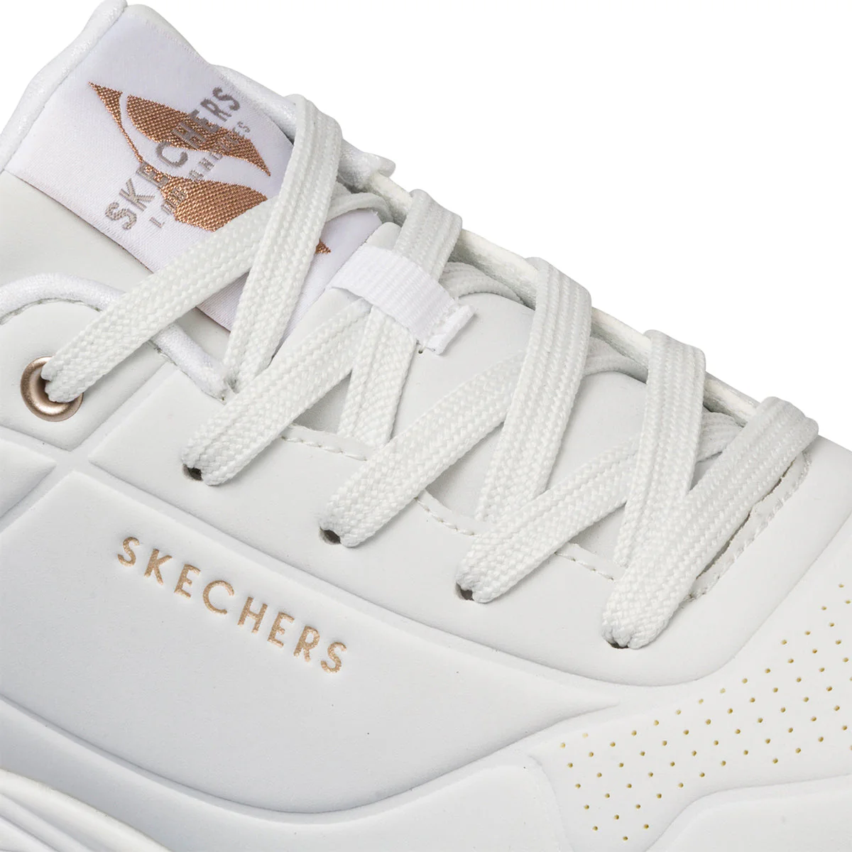 Sneakers bianche da donna con suola ad aria Skechers Uno - Golden Air - Image 5
