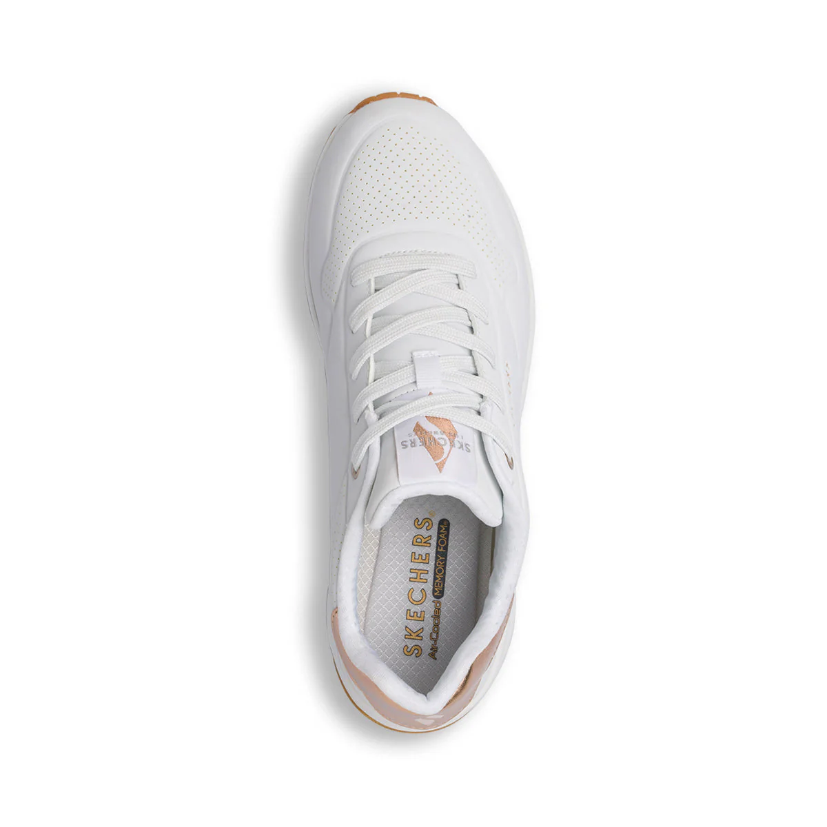 Sneakers bianche da donna con suola ad aria Skechers Uno - Golden Air - Image 6