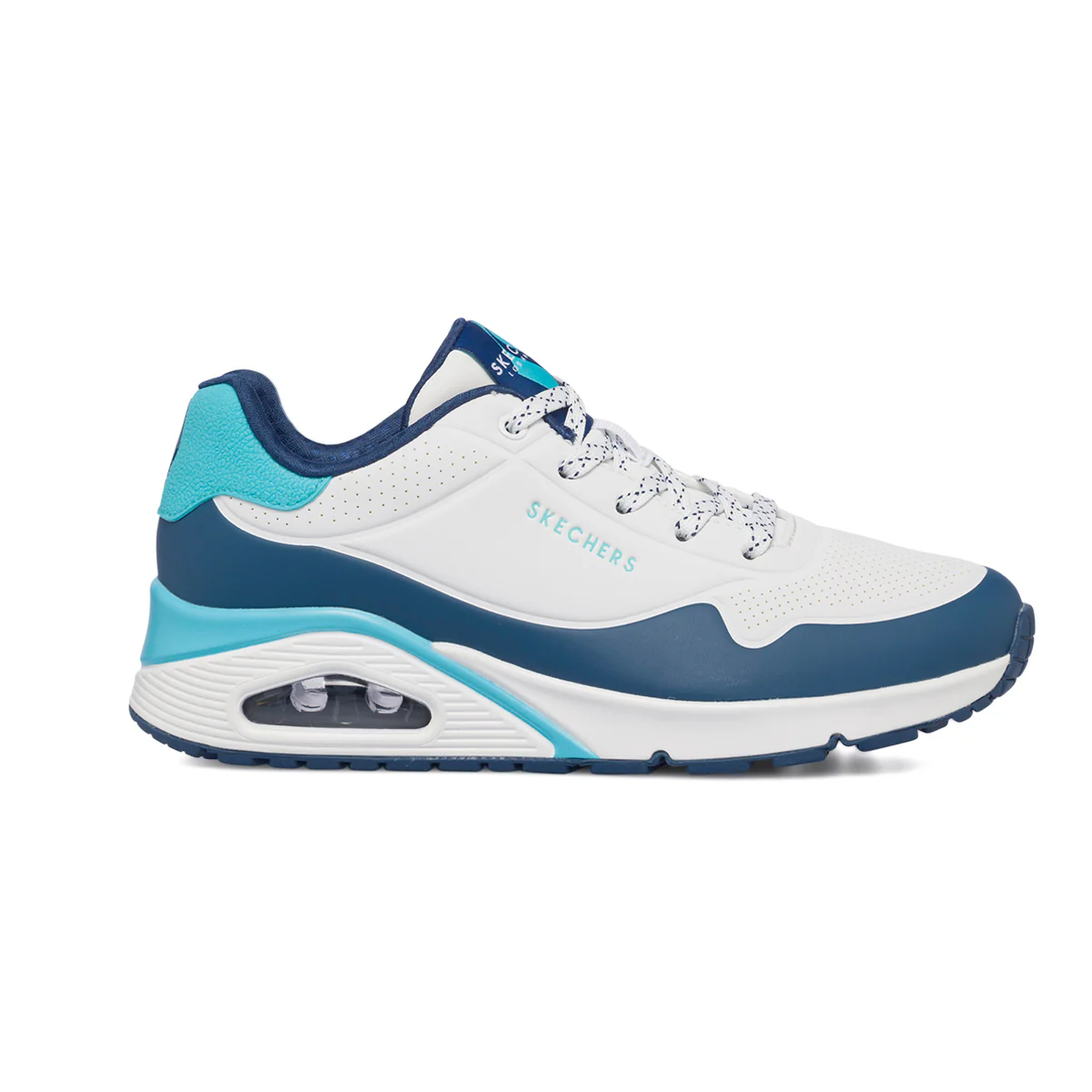 Sneakers bianche da donna con suola ad aria Skechers Uno
