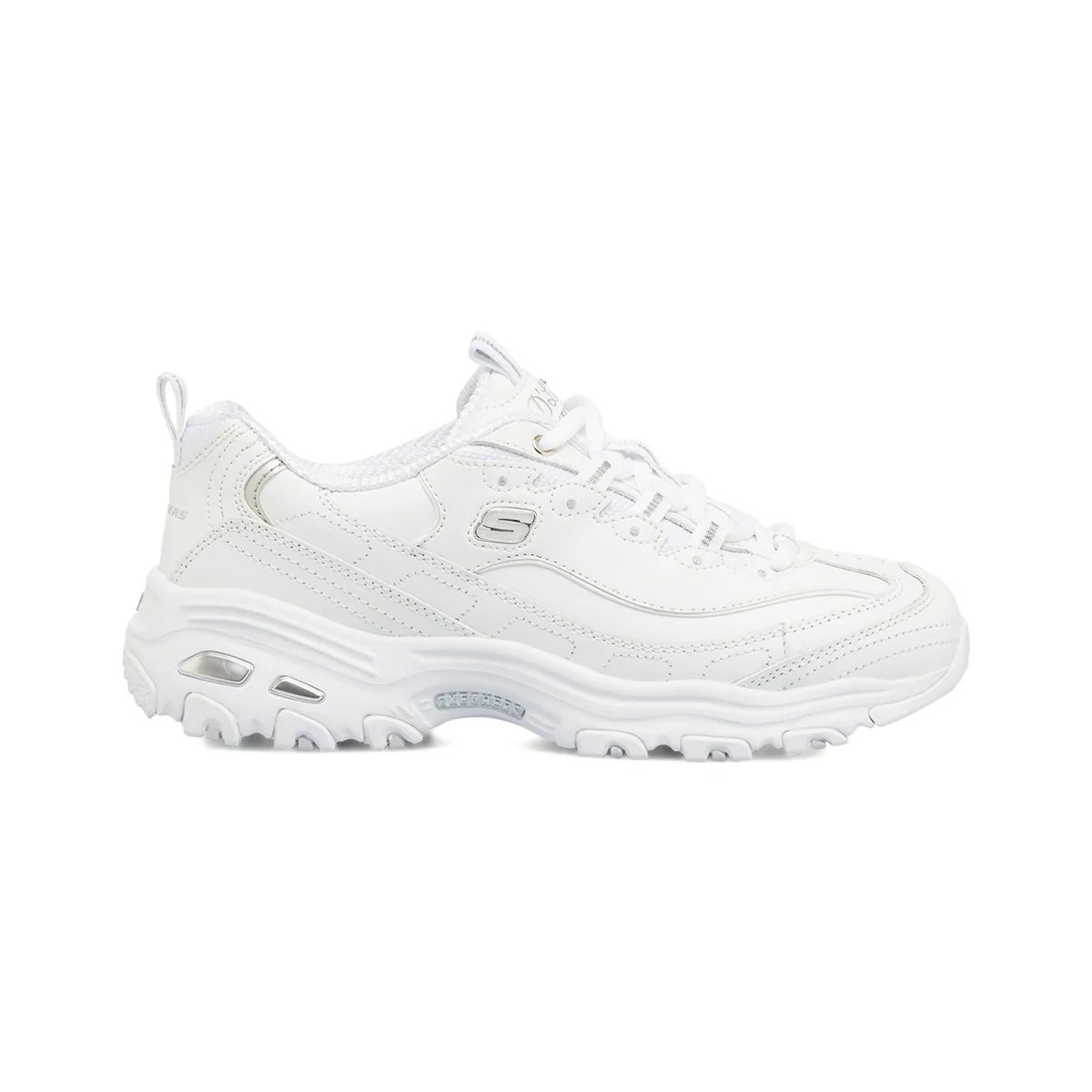 Sneakers bianche da Donna con suola chunky Skechers D'Lites
