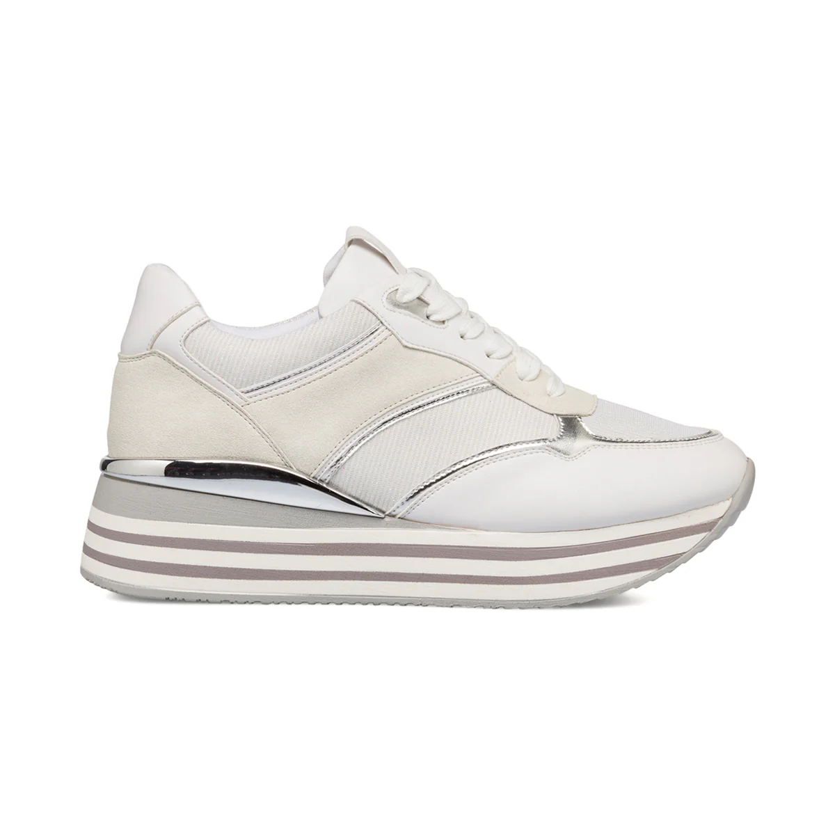 Sneakers bianche da donna con zeppa 4 cm Lora Ferres