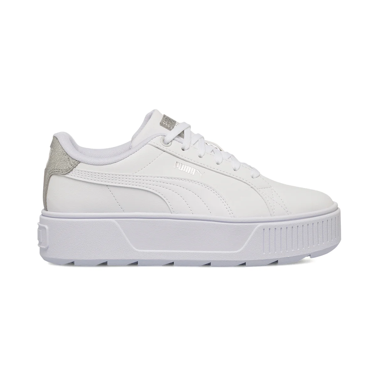 Sneakers bianche da donna con zeppa Puma Karmen Distressed