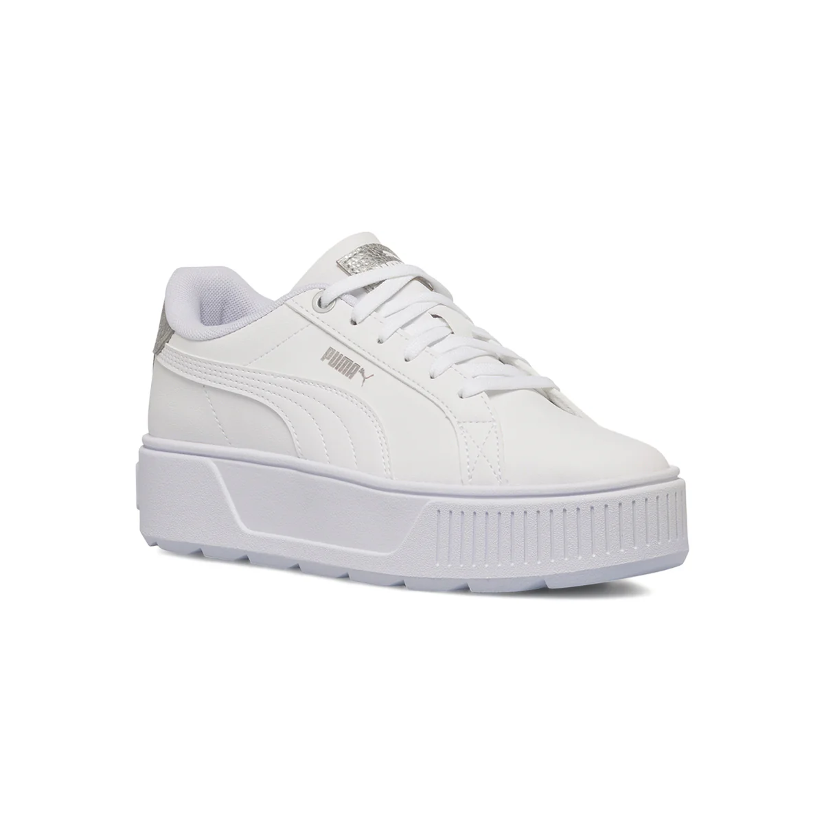Sneakers bianche da donna con zeppa Puma Karmen Distressed - Image 2