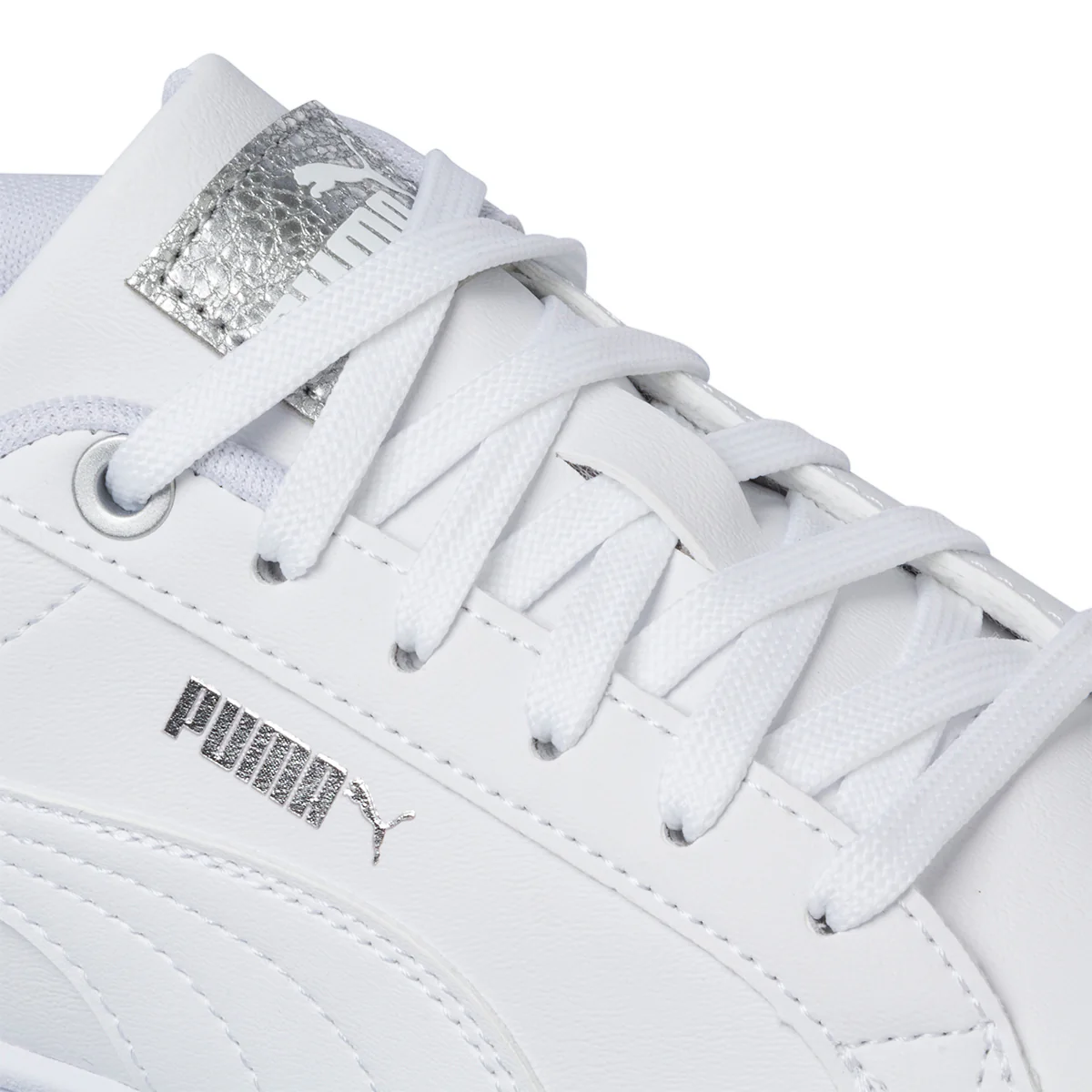 Sneakers bianche da donna con zeppa Puma Karmen Distressed - Image 6