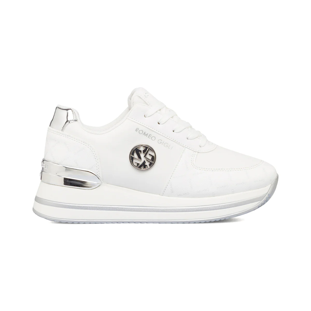 Sneakers bianche da donna con zeppa Romeo Gigli Milano