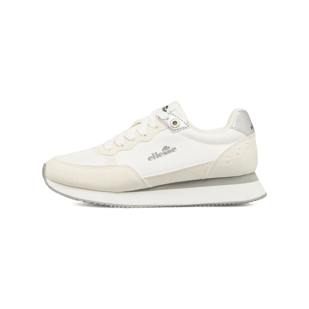 Sneakers bianche da Donna effetto scamosciato e inserti argento Ellesse