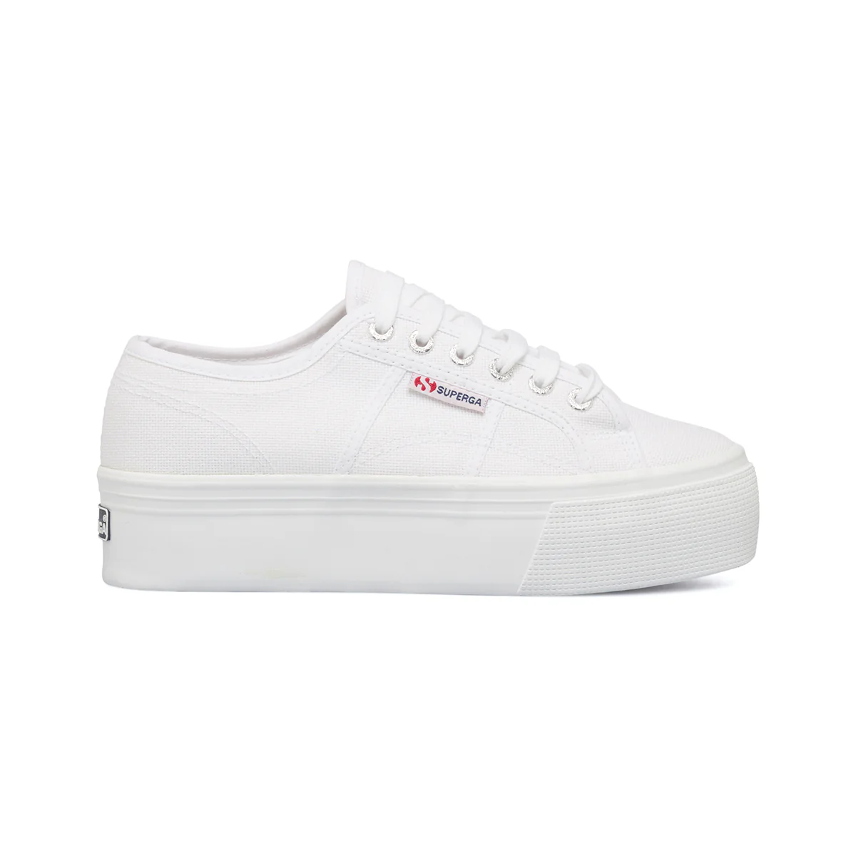 Sneakers bianche da donna in canvas con zeppa 4 cm Superga 2790 Cotw