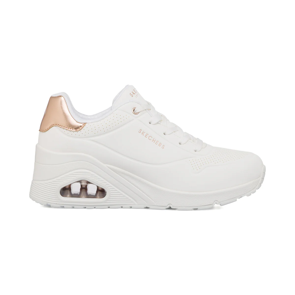 Sneakers bianche da Donna in memory foam Skechers Uno Wedge