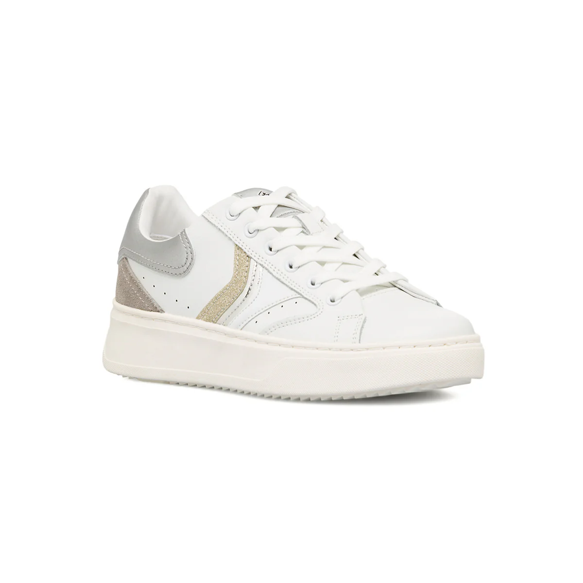Sneakers bianche da donna in pelle con dettagli argento Lumberjack - Image 2