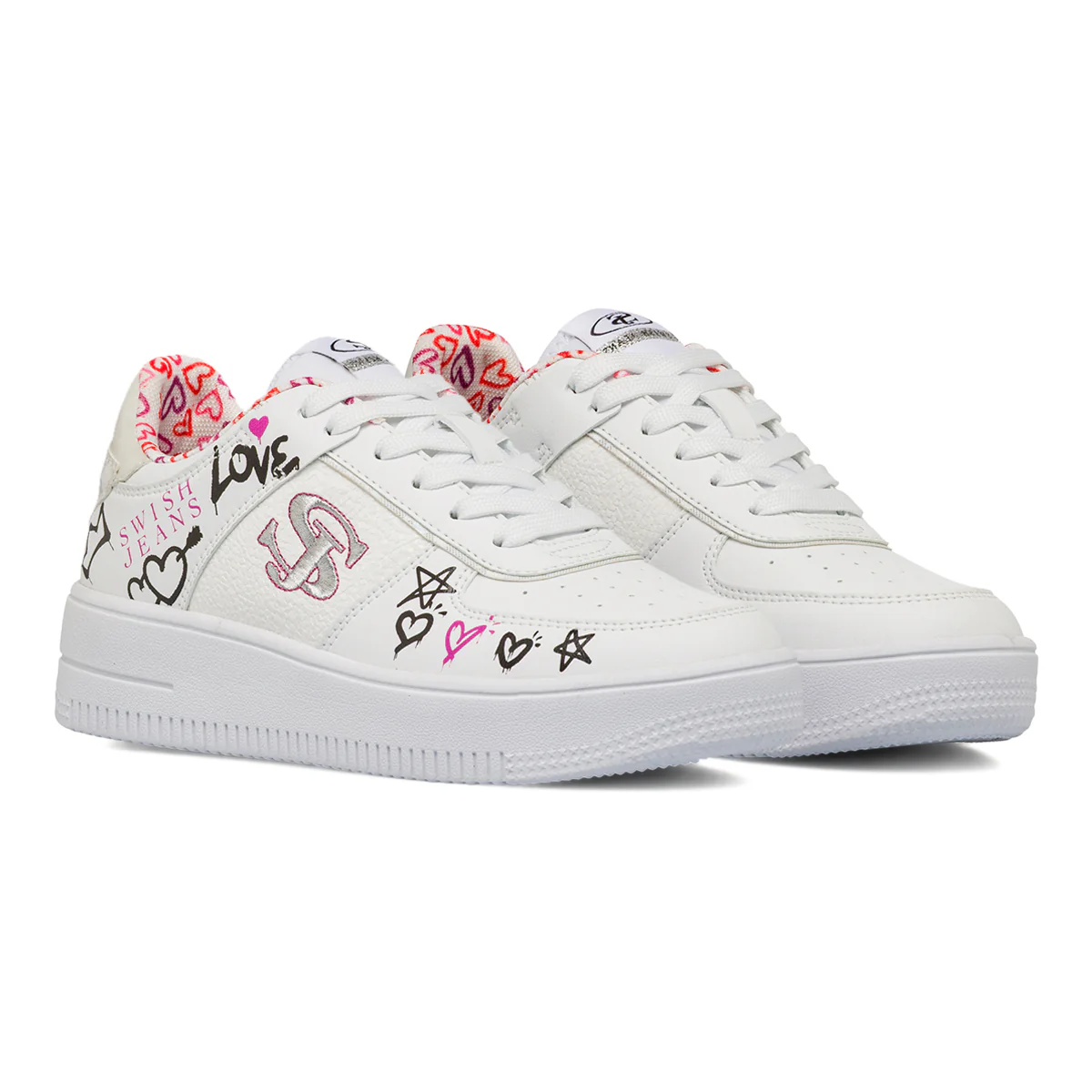 Sneakers bianche da Donna Swish Jeans con stampe