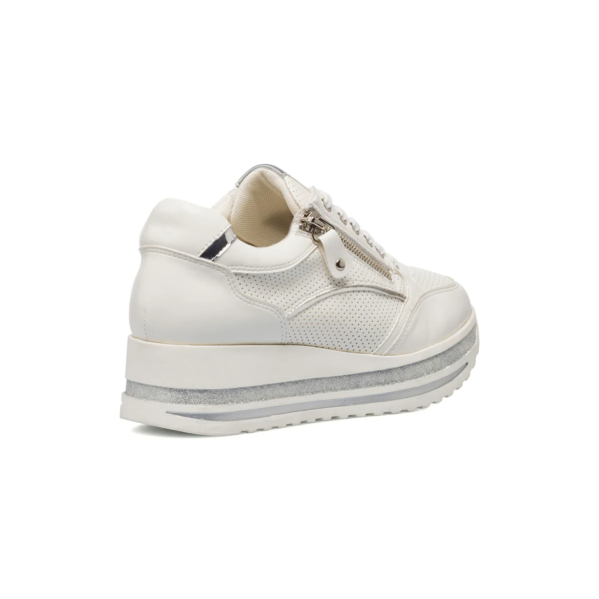 Sneakers bianche da donna traforate con zip laterale Lora Ferres - Image 3