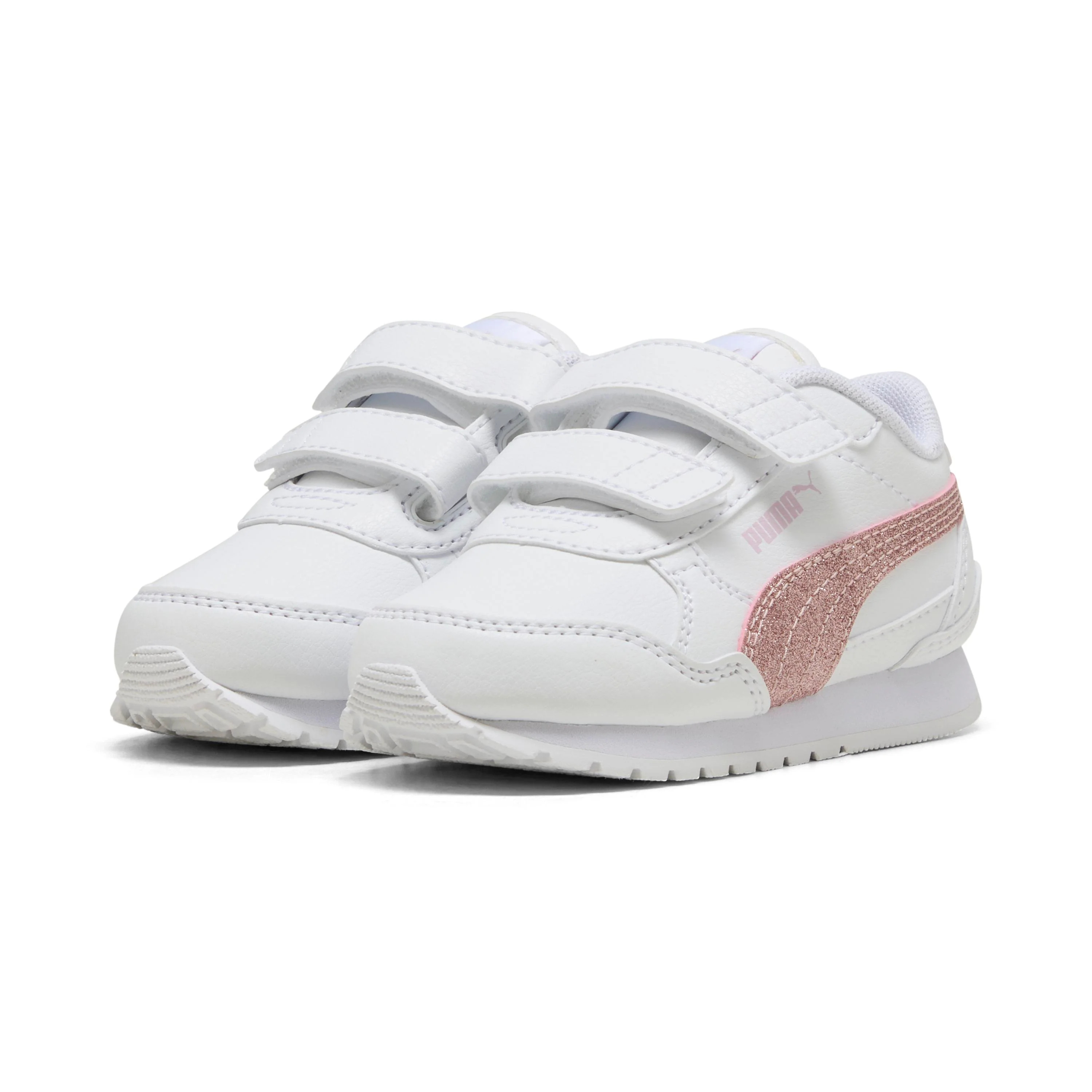 Sneakers bianche da primi passi Bambina con dettagli rosa glitter Puma