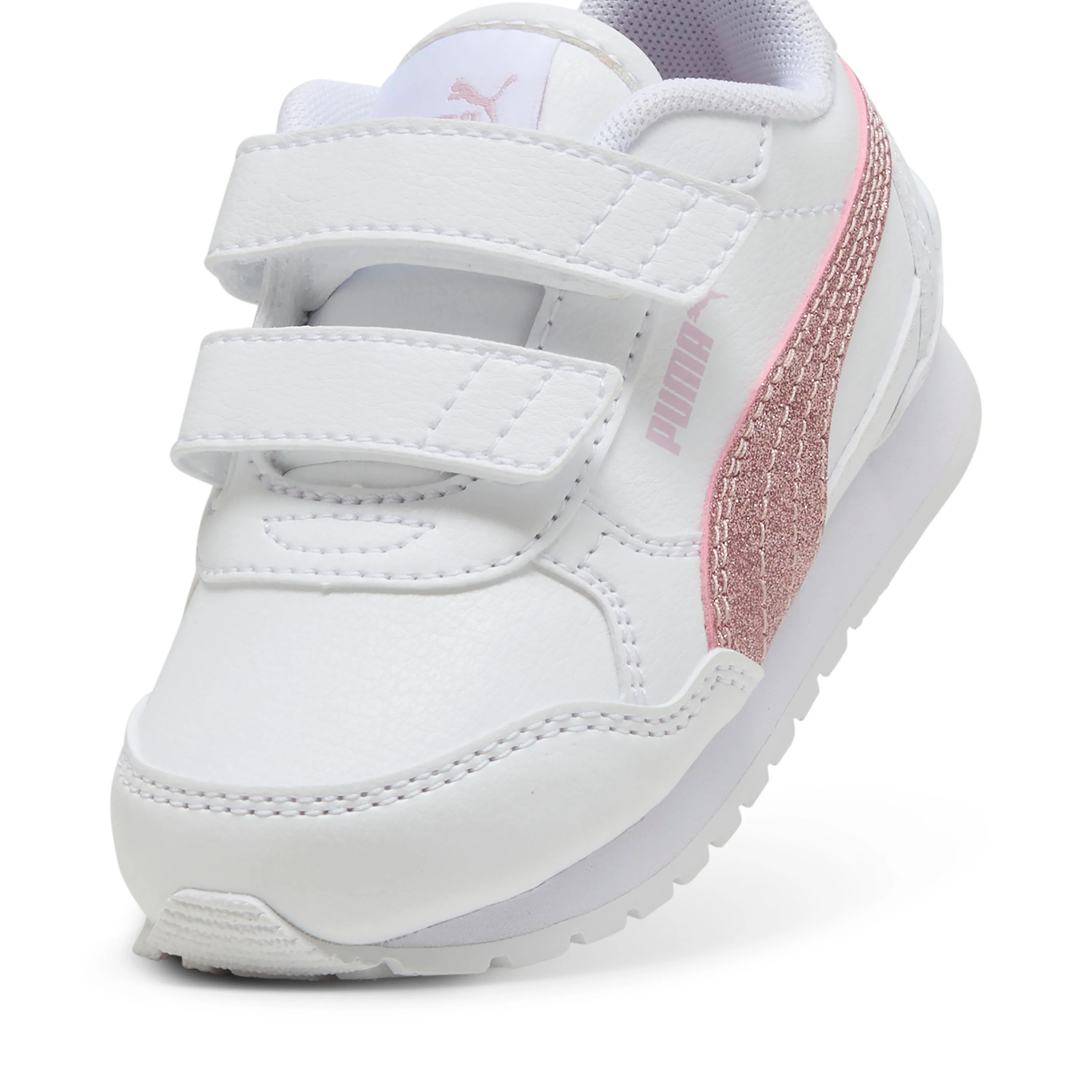 Sneakers bianche da primi passi Bambina con dettagli rosa glitter Puma - Image 4