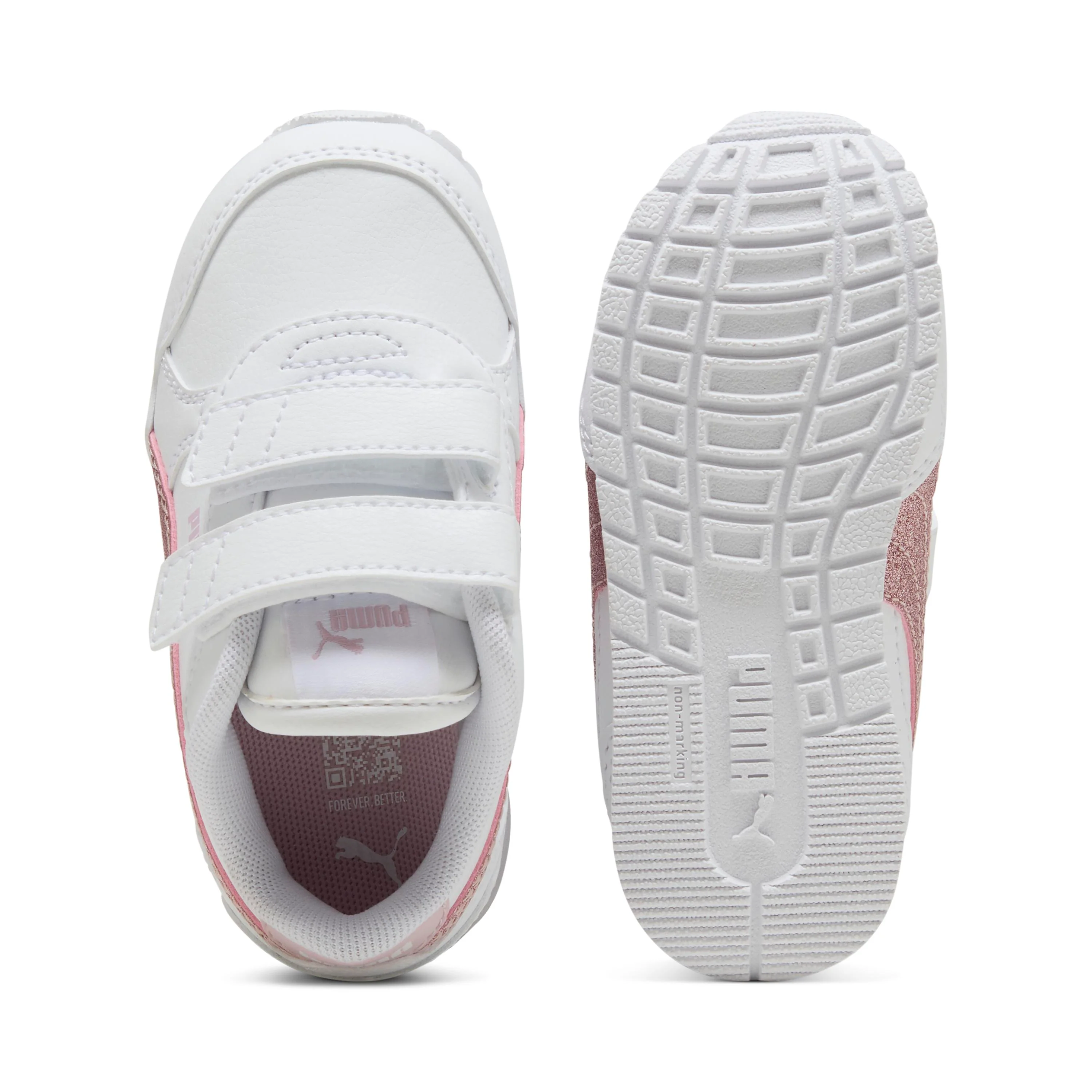 Sneakers bianche da primi passi Bambina con dettagli rosa glitter Puma - Image 5